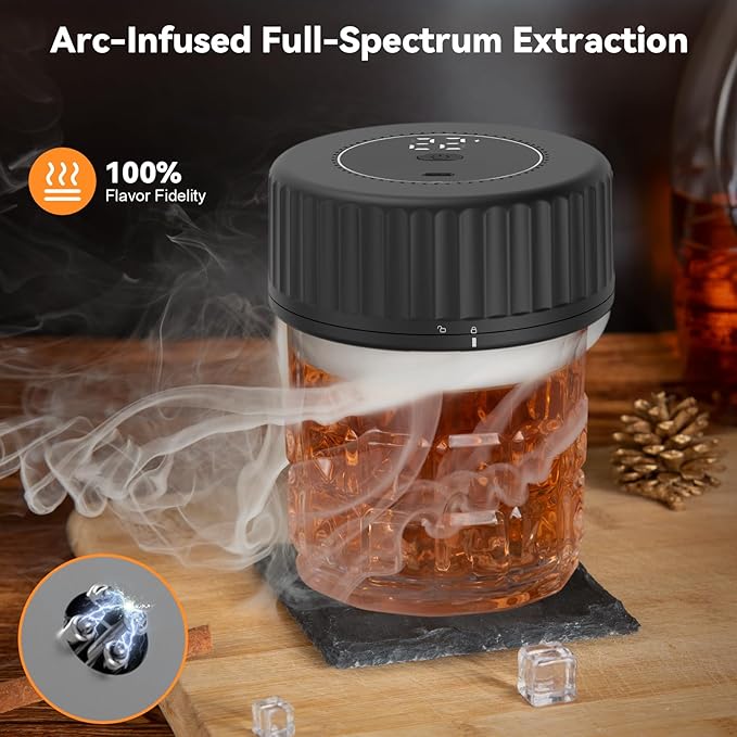 Electric Whiskey Smoker kit - Built-in Lighter (No Butane）Drink Smoker, 6 Wood Chip Flavors, Rechargeable Cocktail Smoker Kit, Birthday Bourbon Whiskey Gift, Suitable for Men, Dad, Husband