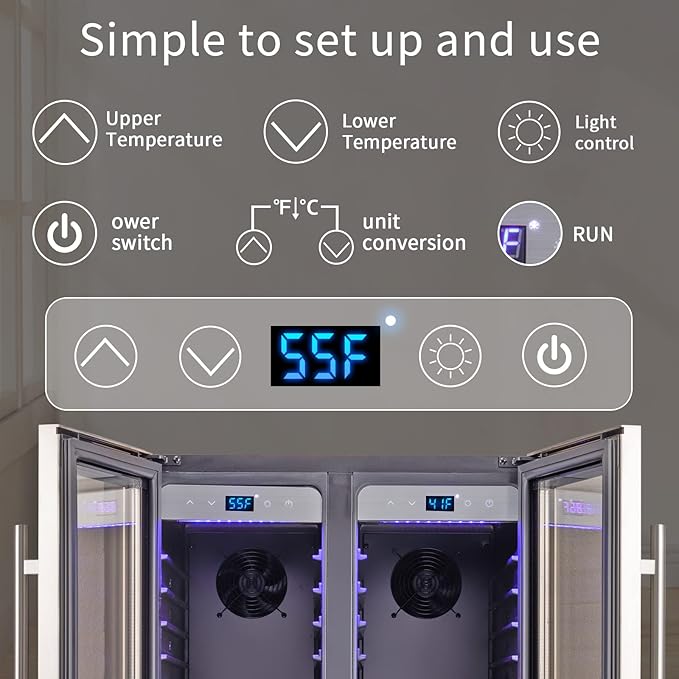 Cobalance 24 Inch Dual Zone Wine and Beverage Refrigerator-72 Cans and 20 Bottles Cooler, & Single Bottle Wine Chiller,Built-in or Freestanding Fridge for Beer, Soda, Drinks, Home, Bar