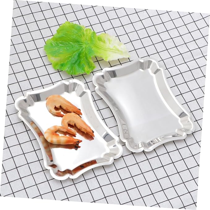Ciieeo 2pcs Snack Trays for Party Large Serving Tray Stainless Steel Dessert Plate