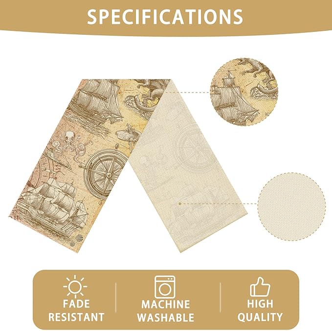 Nautical Sailboat Table Runner Seasonal Holiday Kitchen Dining Linen Table Decoration for Indoor Outdoor Home Party Decor 13 x 72 Inch