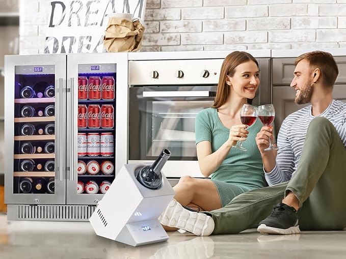 Cobalance 24 Inch Dual Zone Wine and Beverage Refrigerator-72 Cans and 20 Bottles Cooler, & Single Bottle Wine Chiller,Built-in or Freestanding Fridge for Beer, Soda, Drinks, Home,