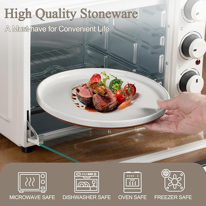 LIANYU Plates and Bowls Sets, 12 Pieces Stoneware Dinnerware Set for 4, Modern Kitchen Dinner Set Ceramic Dishware Dishes Set, Microwave and Dishwasher Safe, Cloud White