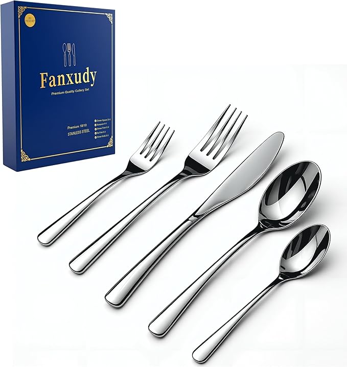 20-Piece Stainless Steel 18/10 Silverware Set for 4 – Heavy Duty, Dishwasher Safe Flatware with Long-Lasting Mirror Shine, Premium Cutlery Tableware for Everyday Dining and Gifting
