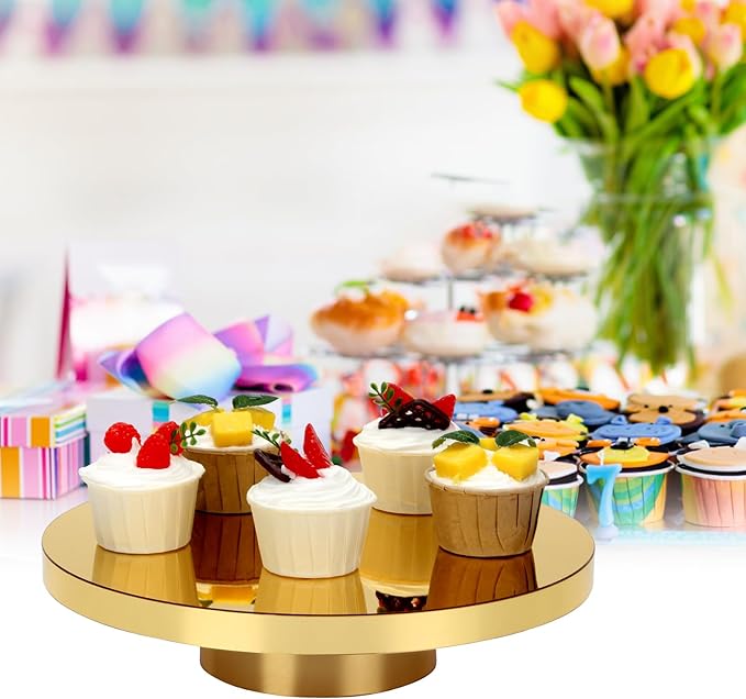 11.8''Gold Cake Stand, Round Dessert Table Display Holder, Acrylic Cake Tray Serving Platter for Party, Wedding, Birthday, Baby Shower, Anniversary