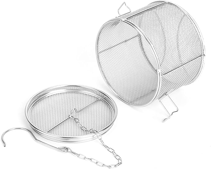 Stainless Steel Tea Ball Strainer, 14 * 10cm Extra Fine Mesh Infuser Basket with Chain and Hook Lid for Brewing Loose Leaf Tea, Spices, Seasonings in Cups Mugs Pots