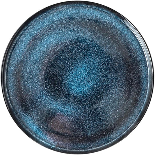Blue Ceramic Plate Round Serving Dish for Steak and Western Cuisine Food-Grade Ceramic Tableware Unique Dinnerware for Restaurants and Home Use