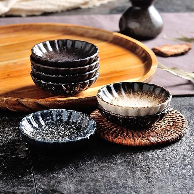 Plates Chinese Style Small Plate Ceramic Household Ketchup Sauce Plate Round Snack Plate Suitable for Snacks, Nuts, Candies Small Plates(C)