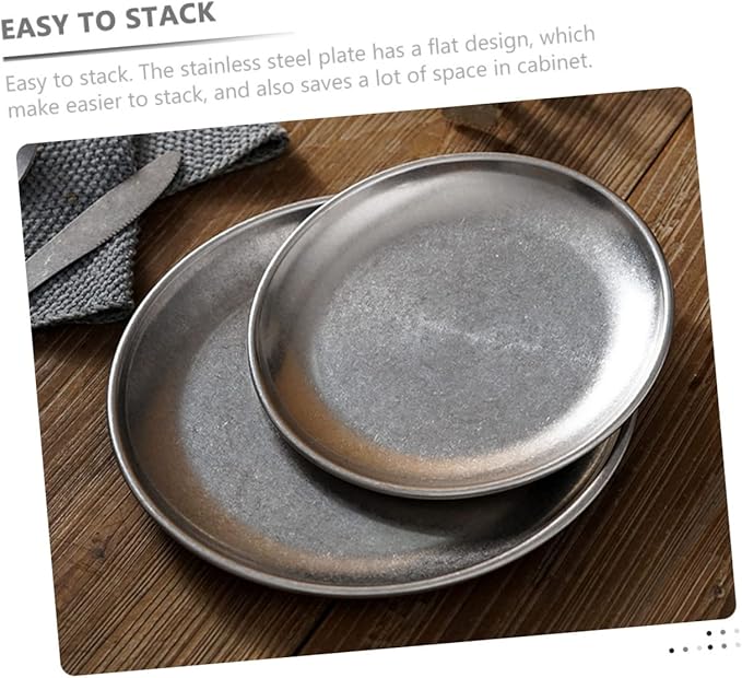 BESTonZON Food Trays Vintage Barbecue Plate Decorative Serving Trays Korean Style Dish Nut Plate Table Tray Cutlery Beef Meat Roast Meat Tray Dinner Dish Metal