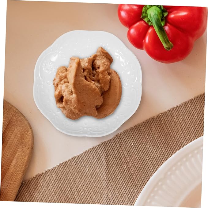 2pcs Ceramic Sauce Dishes Dipping Bowl Embossed Porcelain Appetizer Plates White Style