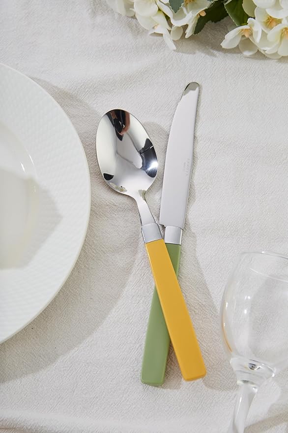 ANNOVA Silverware Set Stainless Steel Colorful Tableware Kitchen Flatware Set Utensils, Includes Dinner Knives, Forks, Spoons, Salad Forks & Dessert Spoons (Mix, 20 Pieces)
