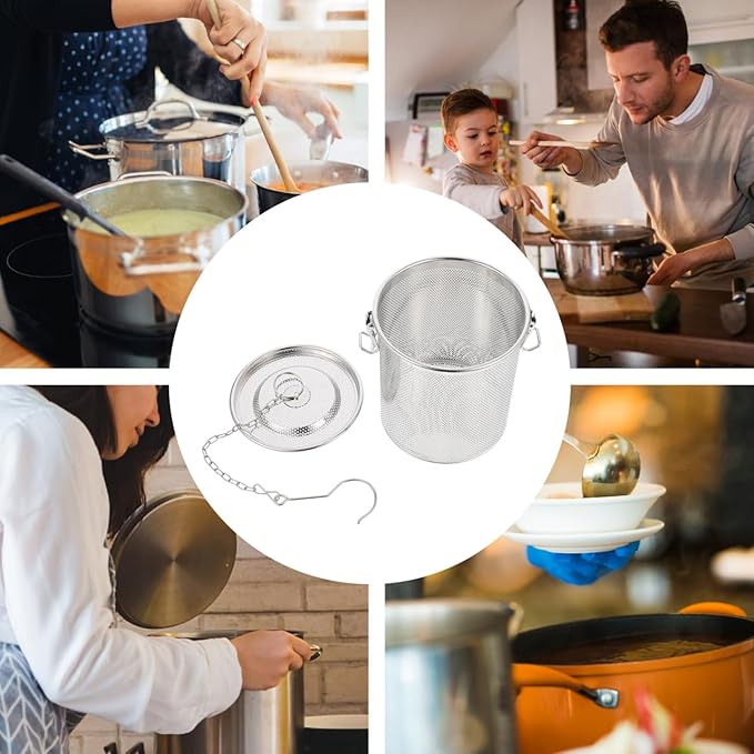 Large Tea Infuser Strainer, 304 Stainless Steel Tea Ball Infuser for Loose Leaf & Spice Ball for Cooking Soup, Large Capacity and Extendded Chain Hook, 5" x 6"