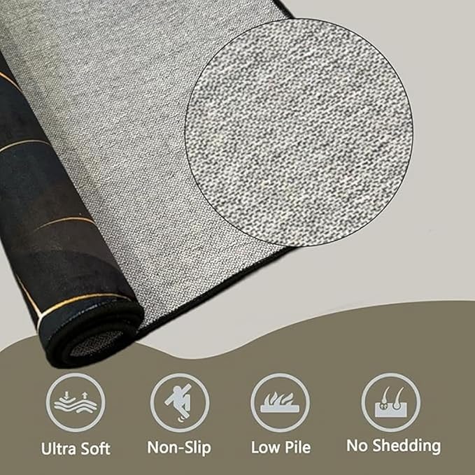 Green Gold Marble Texture Indoor Rugs for Living Room Bedroom Dining Room Soft Non Skid Thin Large Area Rug Nursery Farmhouse Art Deco Floor Mats Dorm Kitchen Modern Abstract Home Office Carpet 10x12