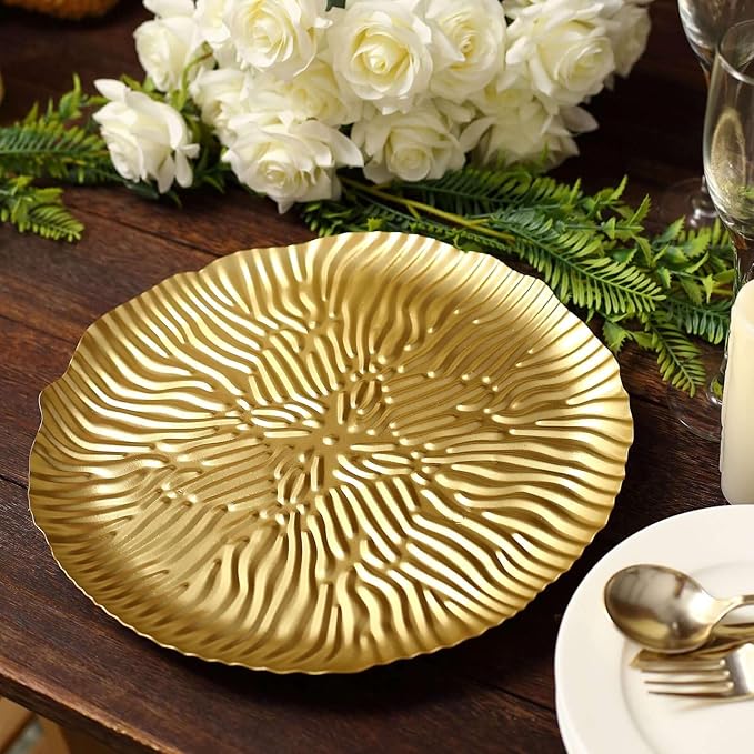 Efavormart 12" Gold Wavy Hairpin Leg Metal Serving Tray Dessert Display, Pedestal Wedding Cake Cupcake Stand Centerpiece