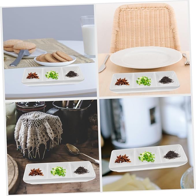 KICHOUSE 2Pcs Rectangular Ceramic Snack Plates with Versatile Appetizer Dipping Bowls for Condiments Fruits Nuts Easy to Clean Food Serving Trays