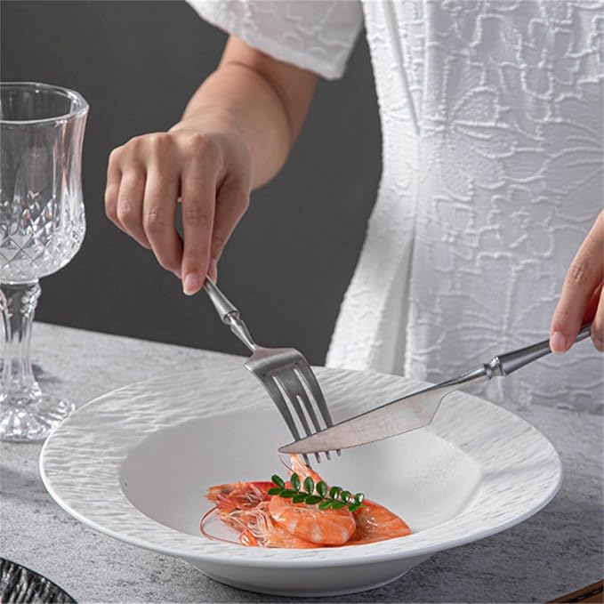 Dinner Plates Plate Simple Ceramic Plate Dinner Plate Vegetable Plate for Kitchen，White 10 inch