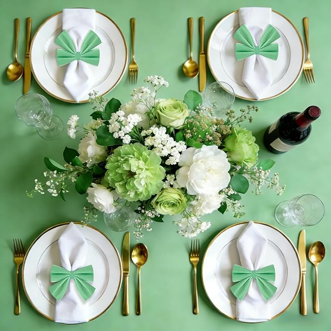 12 Pcs Sage Green Bow Napkin Rings,Wedding Napkin Rings,Velvet Napkin Ring Holders for Holiday Serviette Birthday Anniversary Party Dinner Wedding Dining Tableware Decoration