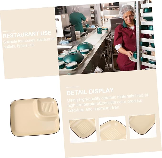Amosfun Ceramic Dumpling Plate Sauce Grid Dipping Bowl for Appetizers Nordic Design for Serving Dumplings and Salads
