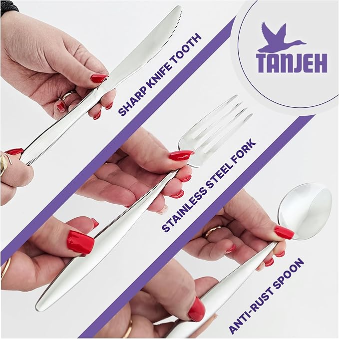 24-Piece Stainless Steel Silverware Set for 6, Mirror-Finish Forks and Spoons Flatware Set, Stylish Kitchen Cutlery Set for Home & Restaurant, Ideal Gift for Family and Friends