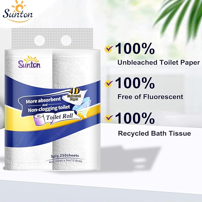 Fast Dissolve Toilet Paper,Ultra Soft&Strong Bath Tissue,3-Ply 24 Mega Rolls,No Clogging Toilet for RV,Camping,Marine,Septic Safe,Free of Fluorescent Agents for Sensitive Skin,Biodegradable