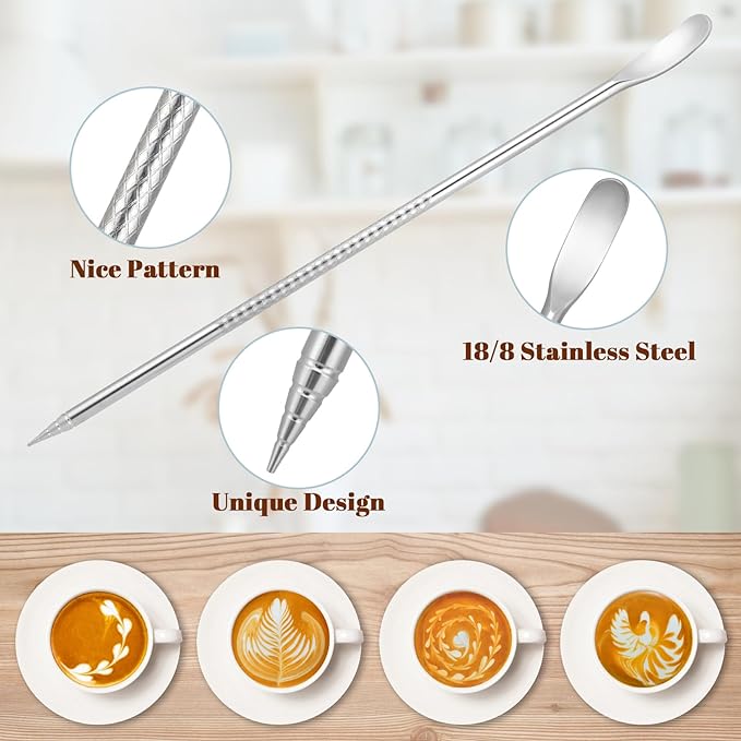 Milk Frothing Pitcher, 12 oz Milk Frother Cup with Clear Scale, 304 Stainless Steel Cappuccino Espresso Machine Accessories for Barista Coffee Bar with Latte Art Pen, Blue