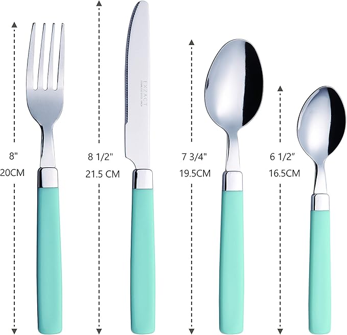 ANNOVA Silverware Set Stainless Steel Colorful Tableware Kitchen Flatware Set Utensils, Includes Dinner Knives, Forks, Spoons, Salad Forks & Dessert Spoons (Turquoise, 20 Pieces)