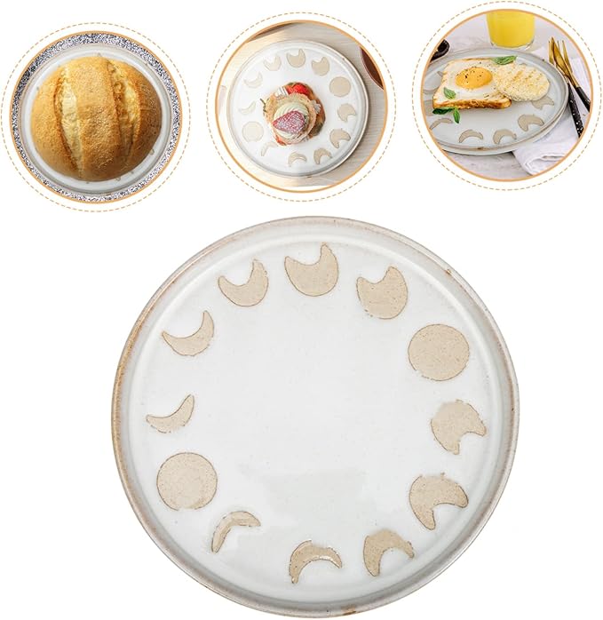 GLEAVI Vintage Rustic Ceramic Plate Round Serving Dish for Steak Salad and Pizza Food-grade Stoneware 10-inch Diameter for Home Dining and Entertaining