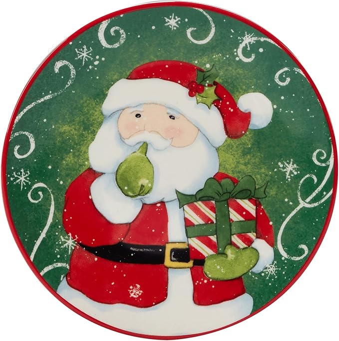 Certified International Holiday Magic Santa 6" Canape/Luncheon/Snack Plates, Set of 4