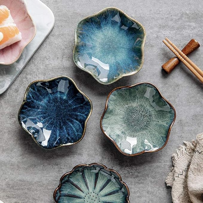 Dipping Sauce Dish Dipping Bowl Appetizer Plates Lotus Leaf Shaped Ceramics Seasoning Dishes Japanese Style Sauce Dish Ketchup Saucer Vinegar Spice Soy Sushi Seasoning Dipping Bowls Dipping Sauce Bowl