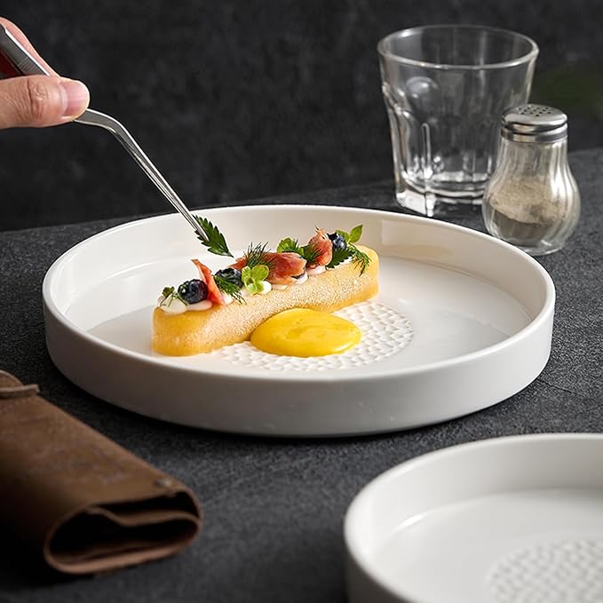 White Ceramic Appetizer Plates, Tableware for Salads, Steaks and Baking, Home Plates, Daily Feasts, Multiple Sizes, Microwave and Dishwasher Safe(Size:26 * 26 * 3CM,Color:White)