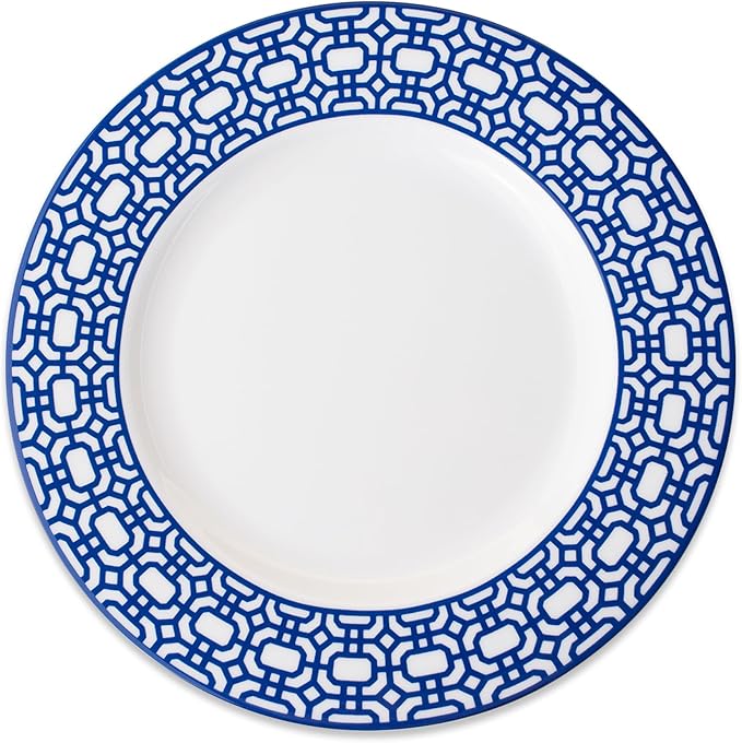 Caskata Newport Garden Gate Salad Plates Set of 4 | High-Design Lead-Free Porcelain Dinnerware Plate Set | Blue Dinnerware Set for Entertaining Everyday Thanksgiving, Wedding or Birthday Gifts | 8.5"