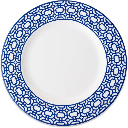 Caskata Newport Garden Gate Salad Plates Set of 4 | High-Design Lead-Free Porcelain Dinnerware Plate Set | Blue Dinnerware Set for Entertaining Everyday Thanksgiving, Wedding or Birthday Gifts | 8.5"