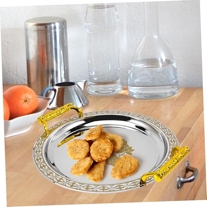 IMIKEYA Decorative Tray Gold Pattern Serving Dish Multi-Functional Snack Storage Plate Home Supplies Tea Cup Tray