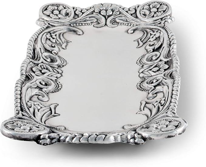 Arthur Court Western Pattern Concho Bread/Snack Serving Tray Parties Bar Dish - Cowboy/Cowgirl Silver Aluminum 6 inch x 12.25 inch