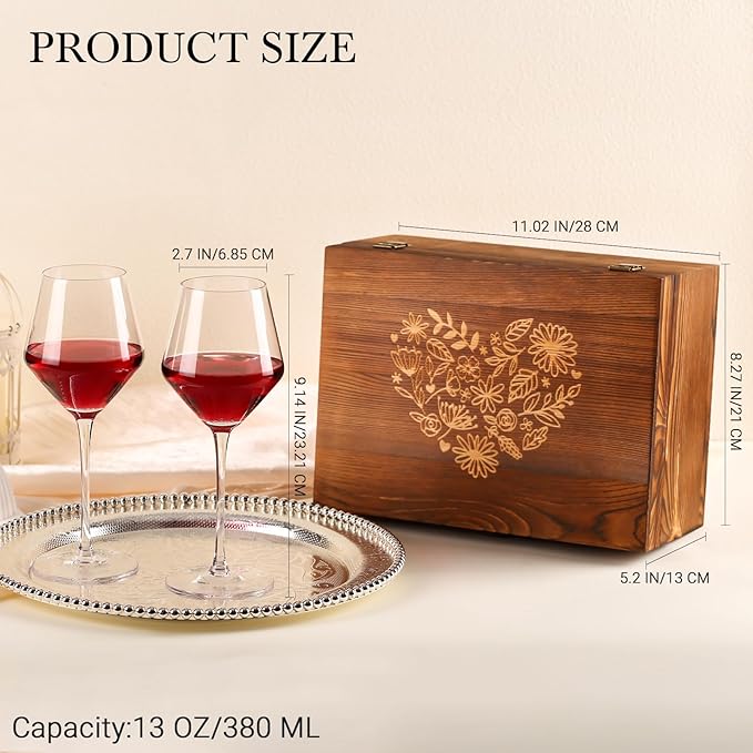 2025 Mr & Mrs Wine Glasses Gift Set with Memory Box,Wine Bag, Greeting Card – Engagement, Wedding & Newlywed Gifts for Couples, Just Engaged Gifts for Women, Christmas Couple Present
