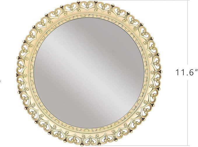 Hamphinee Crown Mirror Tray, Dresser Organizer Tray，Decorative Perfume Mirror Tray, Serving Tray, 12”X12, Gold