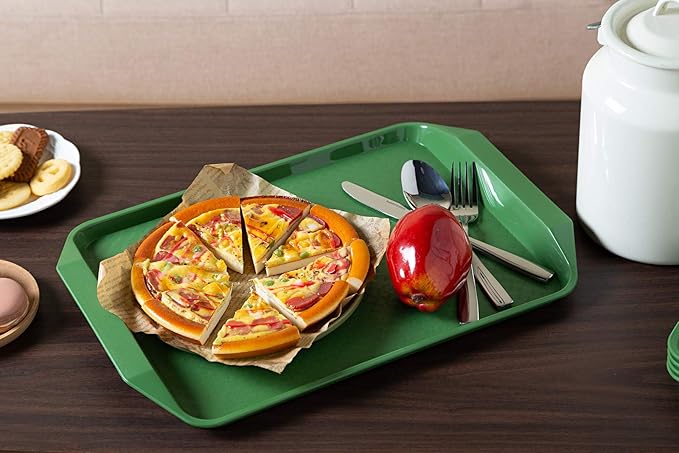 Plastic Fast Food Tray,16.7 by 11.8-Inch,Set of 12 (Green)