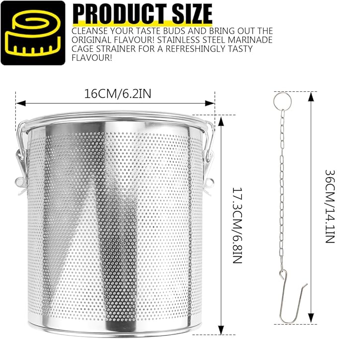 Stainless Steel Spice Filter Seasoning Strainer Cooking Spice Filter Loose Leaf Tea Infuser for Home Restaurant, 6.3x6.8 Inch
