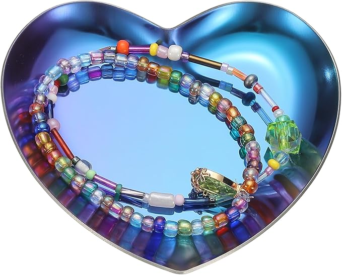 uxcell Heart Shape Serving Trays, 3.54" Stainless Steel Decorative Jewelry Dish, Small Vanity Tray for Bathroom Aromatherapy Candle Drink Plate,Titanium