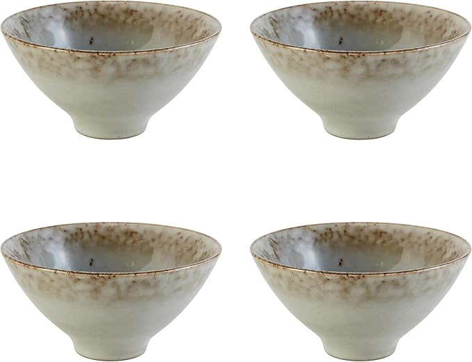 47th & Main Set of 4 Glazed Ceramic Bowls, 5.5" Diameter x 2.75" Tall, Sand