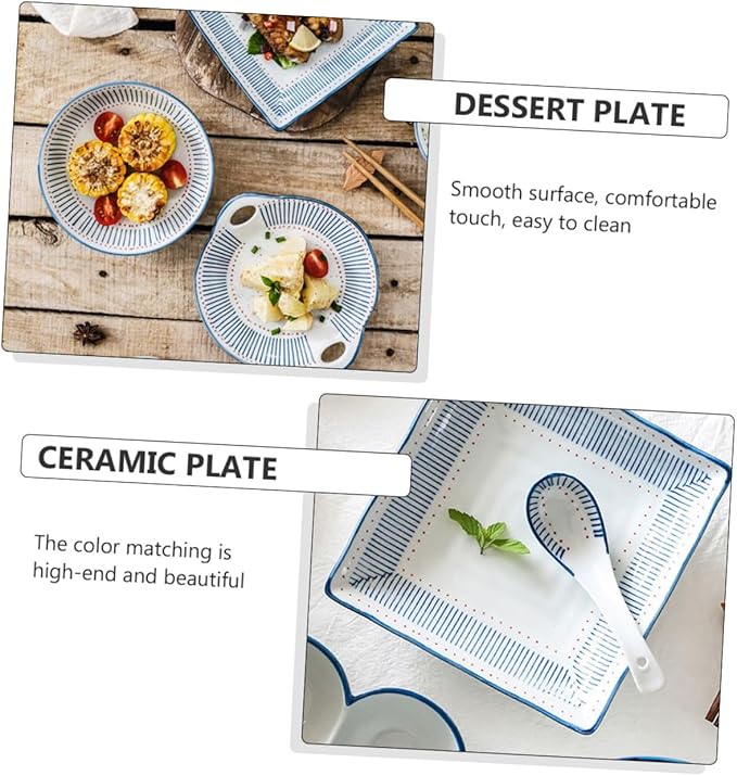 Healthful Ceramic Plate 6.8in Dessert Serving Plate for Sushi Salad Steak Pasta Restaurant Home