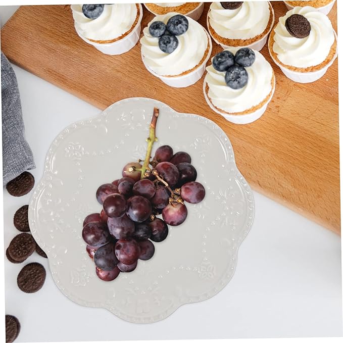 Ceramic Steak Plate Round Textured Serving Dish for Pasta Dessert and Appetizers for Family Gatherings Parties and Weddings Break-resistant and Easy to Clean