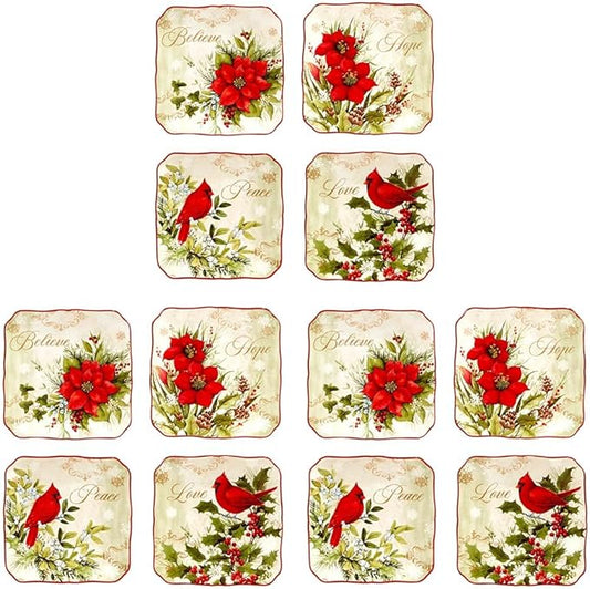 Certified International Winter's Medley 5.75" Canape/Luncheon Plates, Small, Multicolor,Set of 4 (Pack of 3)