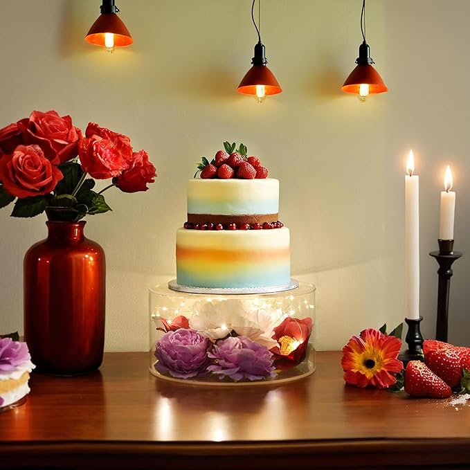 2Pcs Acrylic Cake Display Stand 6'' 10'' Round 2 Tier Clear Cylinder Cake Box for Wedding Birthday Party Decor (6 / 10 Inch)