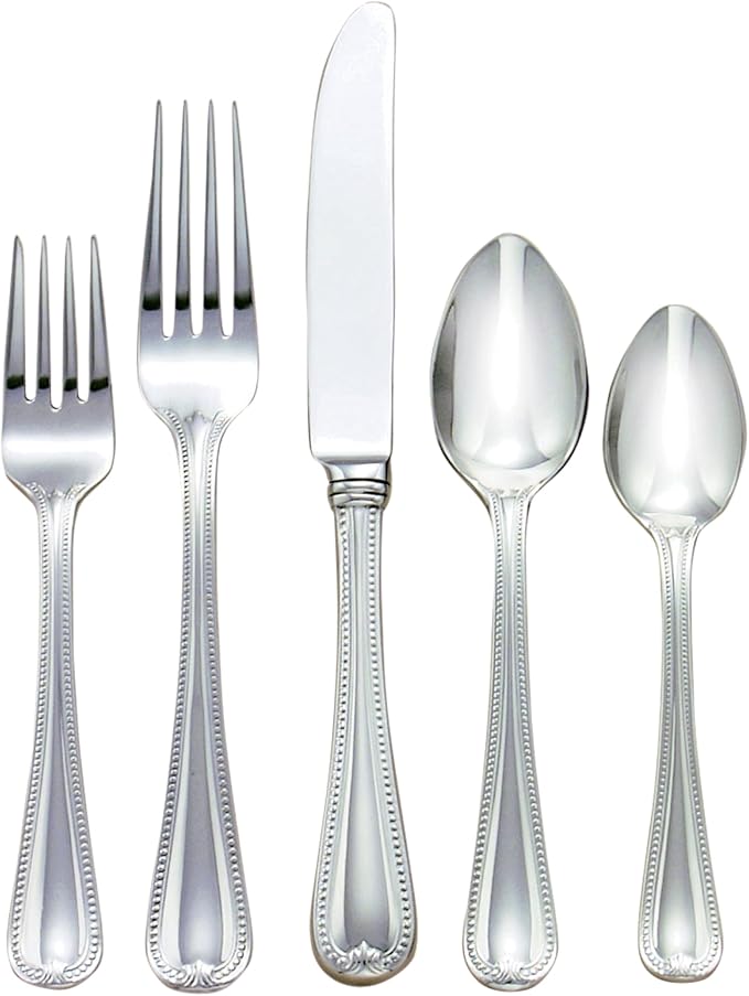 Lenox Silverware Set, Vintage Jewel 20-Piece Flatware Set, Service For 4, 18/10 Stainless Steel, Dishwasher Safe, Knives Spoons And Forks Set, Home And Kitchen Utensils (Silver, 20 Piece)