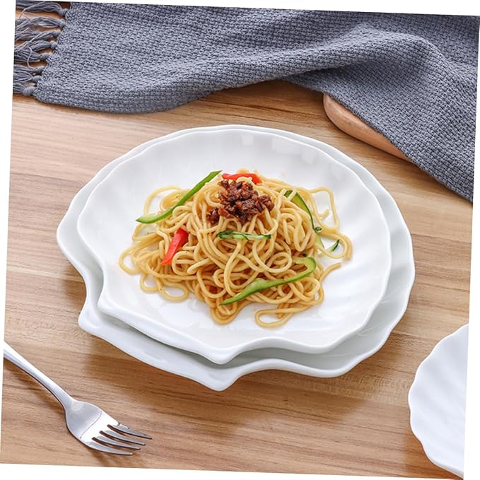 Mikinona 2pcs Shell Shape Ceramic Serving Plate Versatile Dinner Dish for Bbq Pasta and Appetizers for Home Restaurant and Events Elegant Design and Easy to Clean
