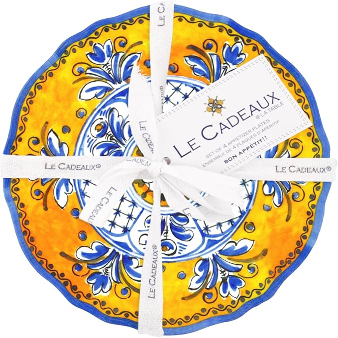 Le Cadeaux 097BEN Benidorm Appetizer Plates Set of 4, 6 inches, Multicolor
