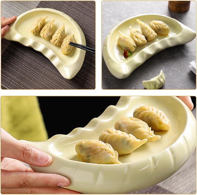 Ceramic Dumpling Plates Dinnerware Set Snack Plates for Appetizers Farmhouse Style
