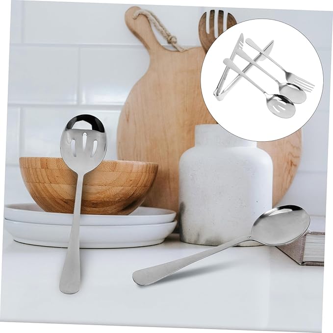 Alipis 2sets Travel Utensil Set Serving Spoon Set Reusable Silverware Party Tableware