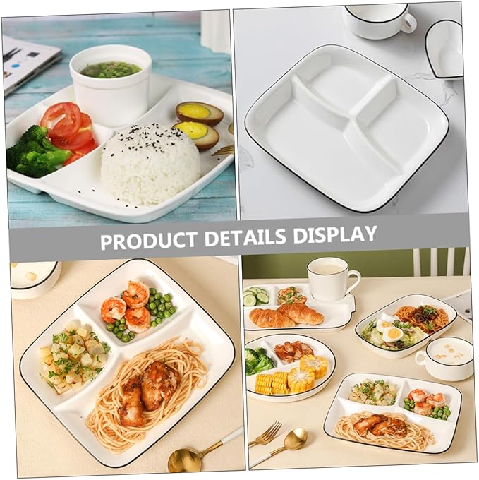 PRETYZOOM Divided Serving Dish Compartment Dinner Plate Ceramic Tableware Food Holder Party Family
