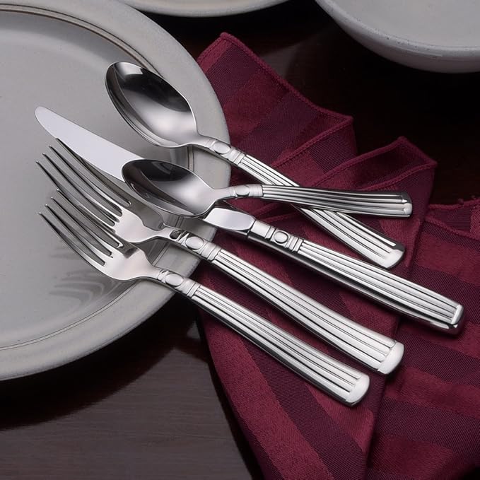 Liberty Tabletop Lincoln 65-piece 18/10 Flatware Set for 12, Includes Serving Pieces Made in USA